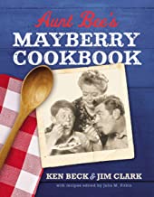 Red and blue cover of Aunt Bee's Mayberry Cookbook with a black and white photo from The Andy Griffith Show